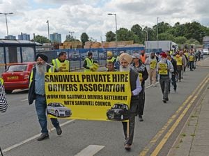 Taxi drivers protesting in Sandwell