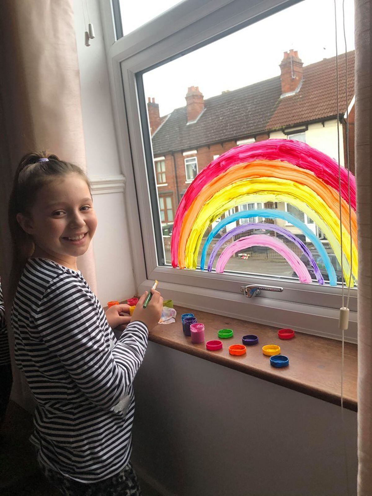 Hannah Hill, aged nine, painted her window in Fallings Park, Wolverhampton