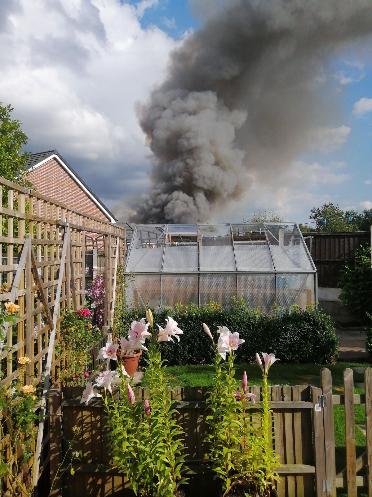 The smoke viewed from a neighbouring estate. Photo: Karen Davies