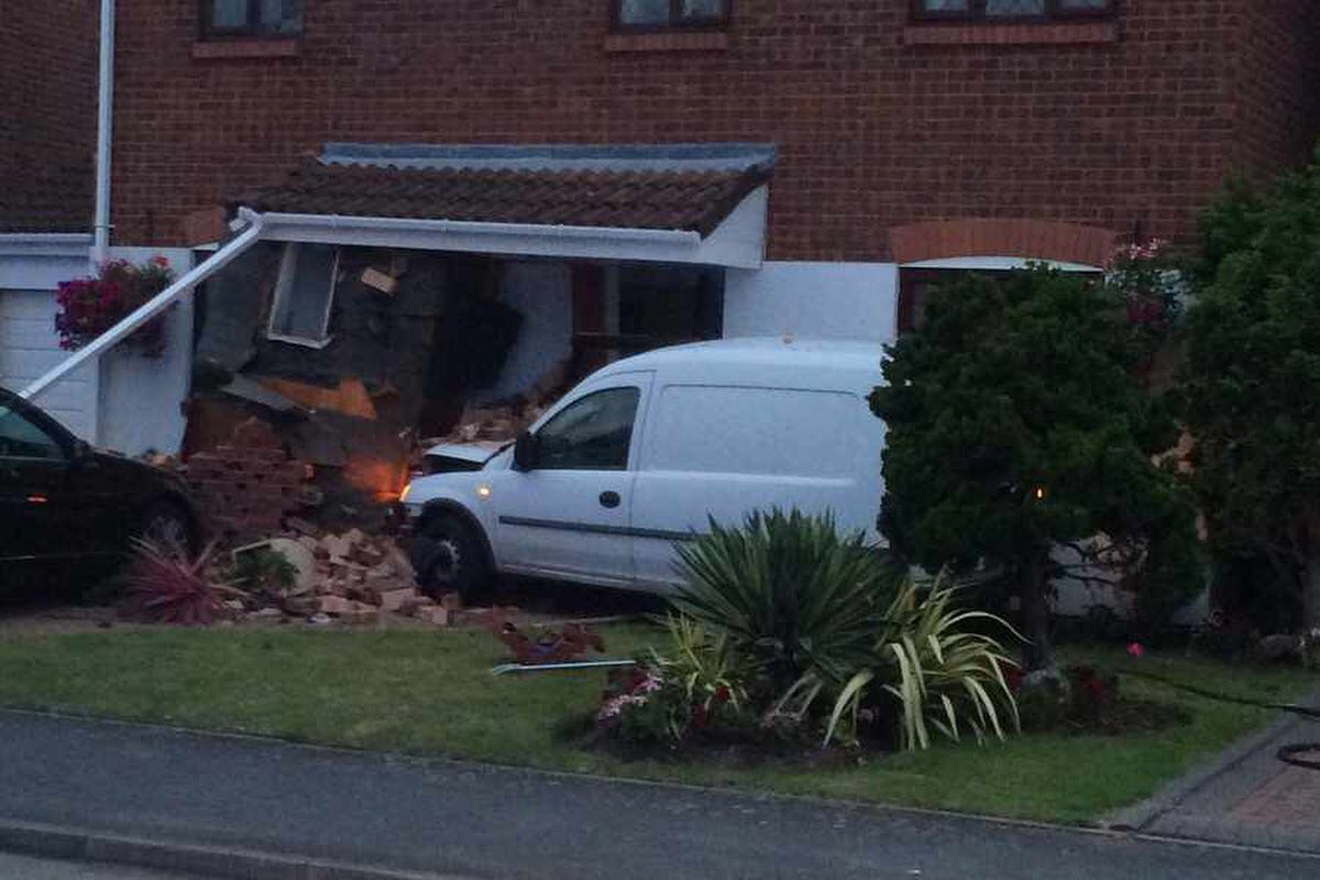 Van hits Wombourne house after careering off road
