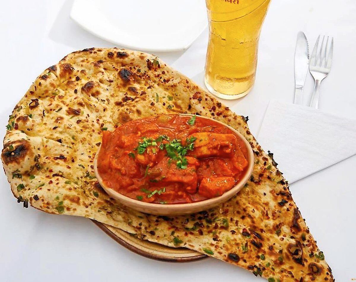 Chicken Madras and Bullet Naan Bread (spicy)