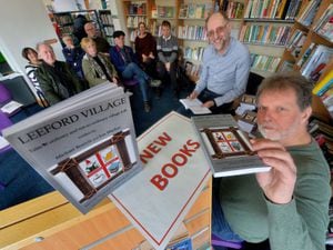 Jon Markes (front) and Mike Braccia at the launch of their book Leeford Village