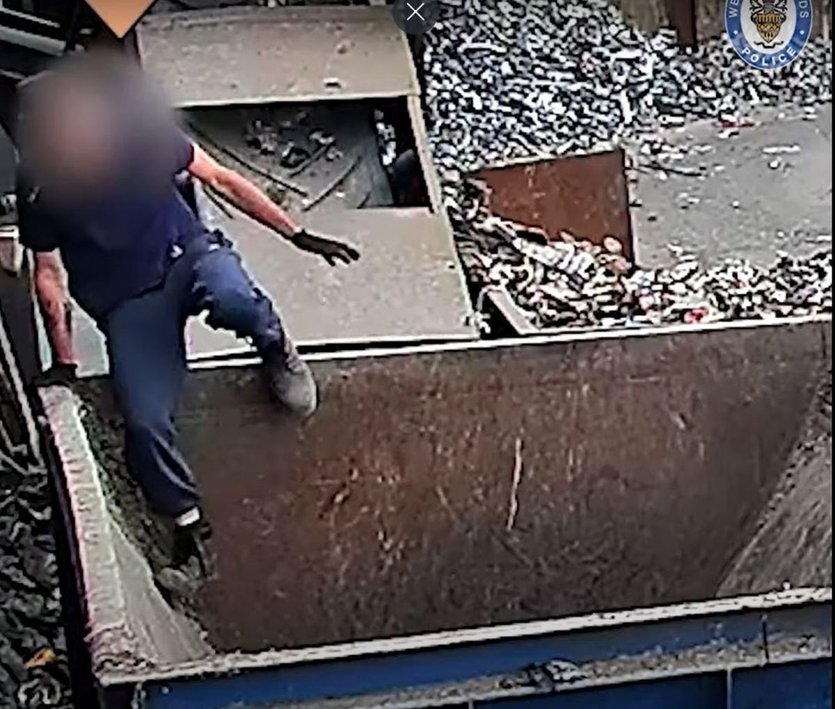 CCTV showed workers jumping up and down on metal in a hopper to clear blockages. Image: West Midlands Police
