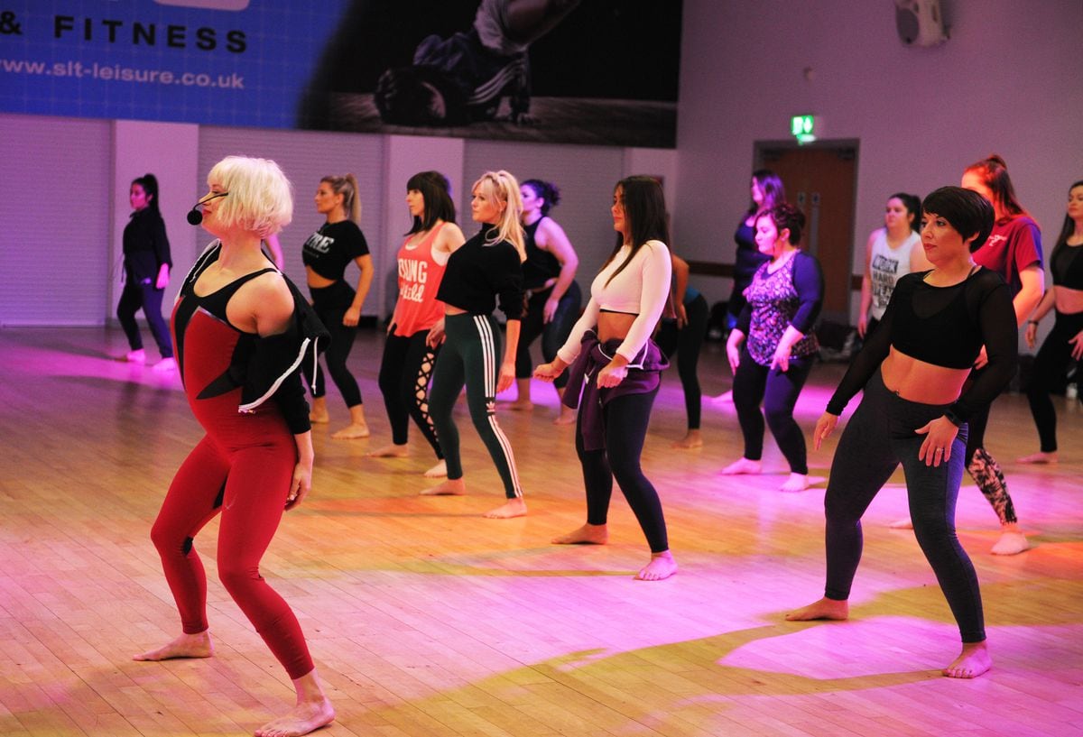 Kimberly Wyatt, during her visit to lead a dance class, at Haden Hill Leisure Centre, Cradley Heath