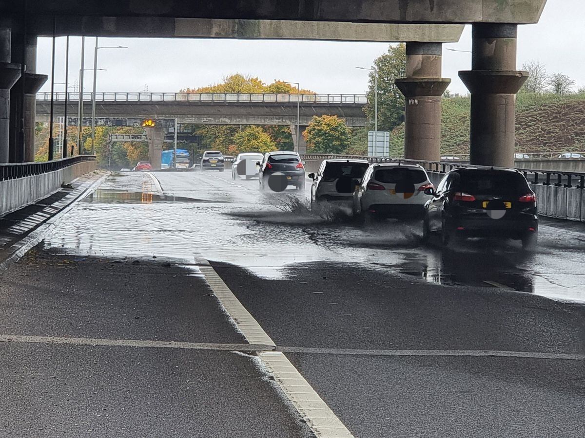There was surface flooding on the M5 to M6 section. Photo: CMPG