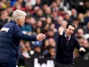 Aston Villa manager Unai Emery gestures on the touchline
