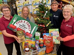 Volunteers at Black Country Food Bank in Brierley Hill, launch this year's Feed a Family campaign
