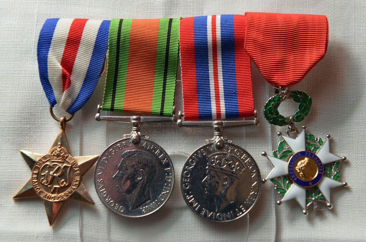 Geoffrey's France and Germany Star, Defence Medal, Victory Medal and his Legion of Honour Medal