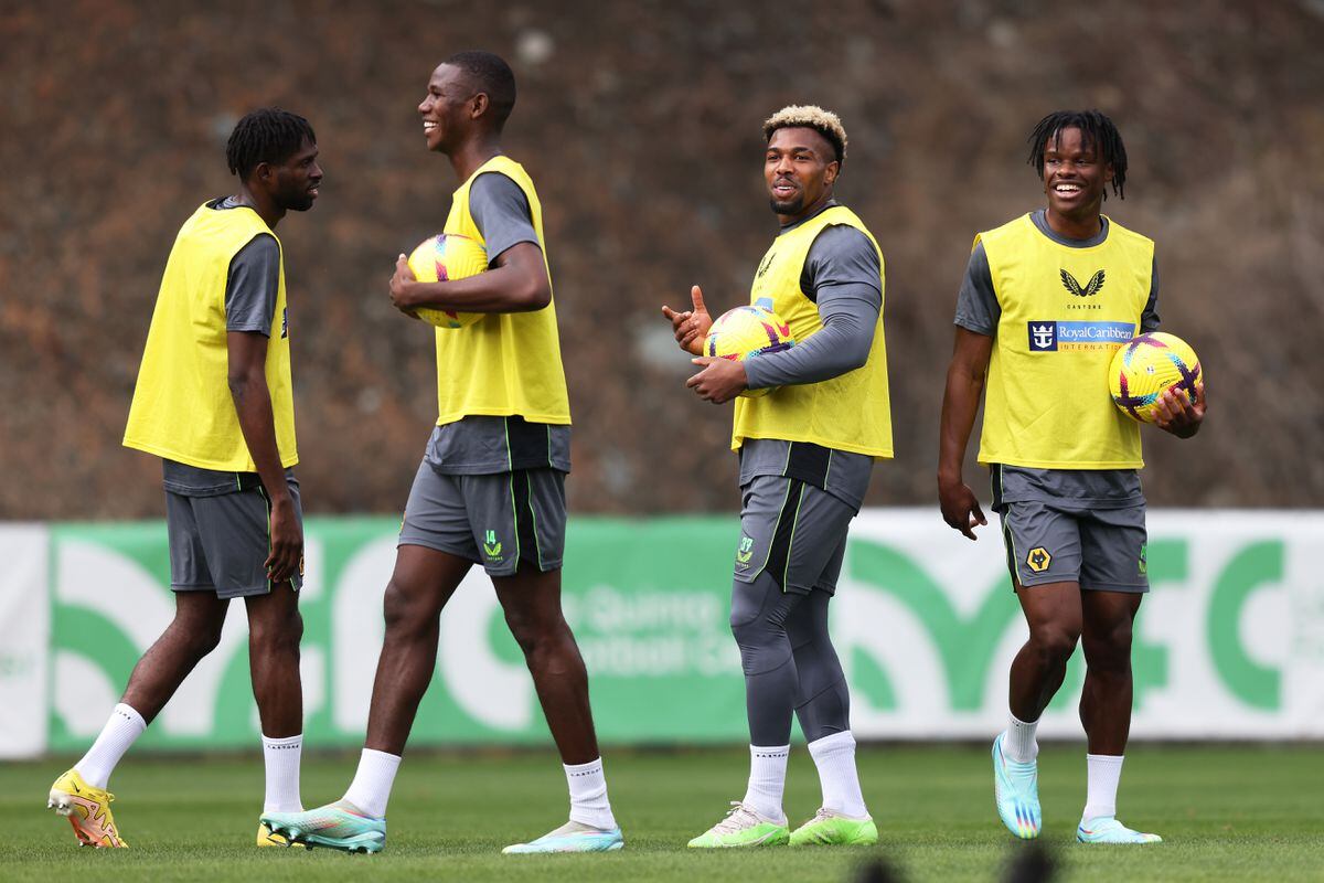 Boubacar Traore, Yerson Mosquera, Adama Traore and Dexter Lembikisa enjoy a joke in training (Getty Images)