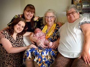 Great-great-grandmother Doreen Holt holds Elsie-Mai, with Jill Borton, Nicola Smith and Elsie-Mai’s mother Jodie