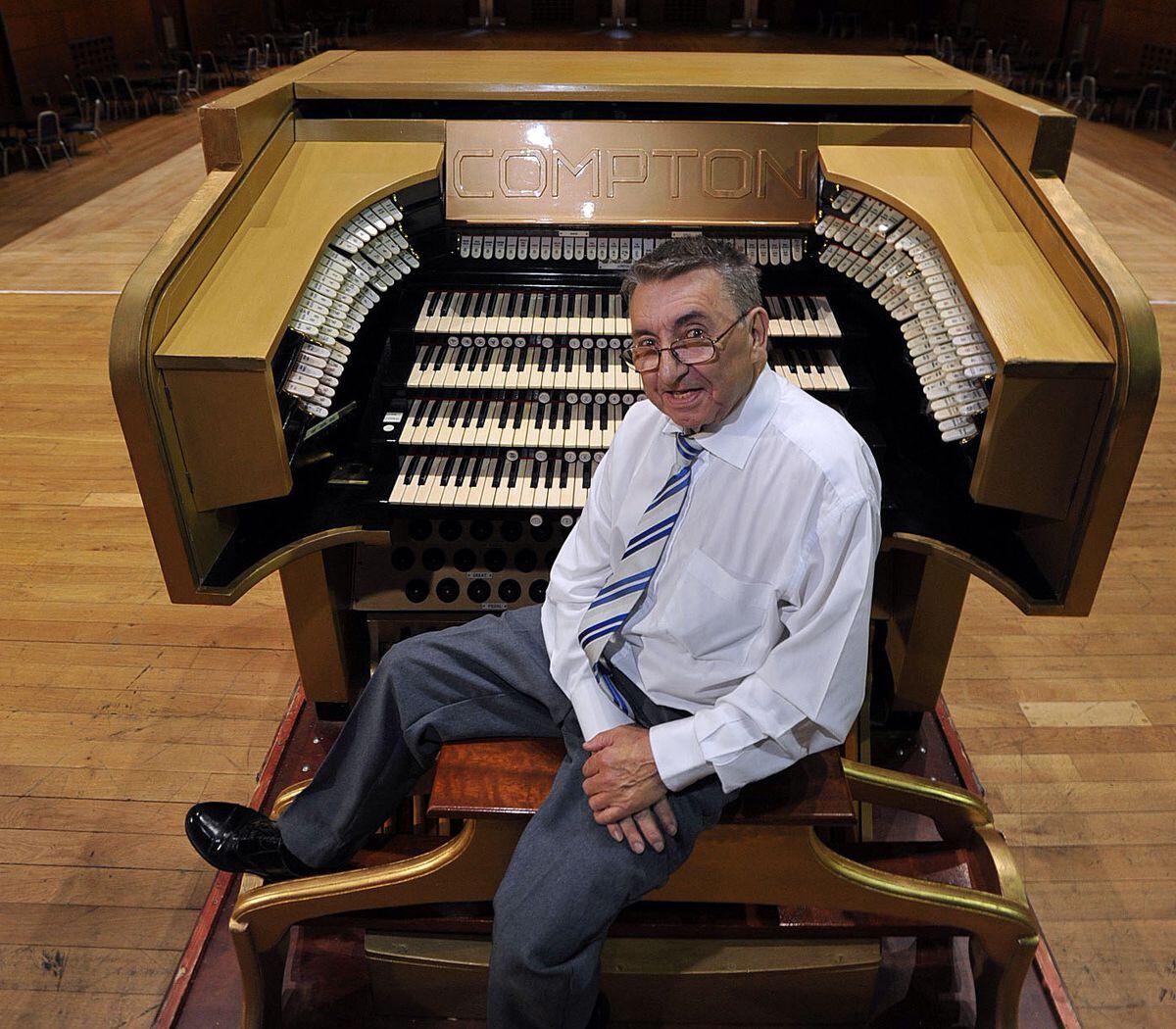 City organist Steve Tovey pictured with the organ console back in 2012