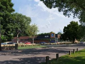 An artist impression of the proposed Aldi Store on Walsall Road, Pelsall. PIC: Stoas Architects