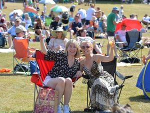 Becky Tyne, and Maxine Stokes, both of Wombourne, enjoy the music