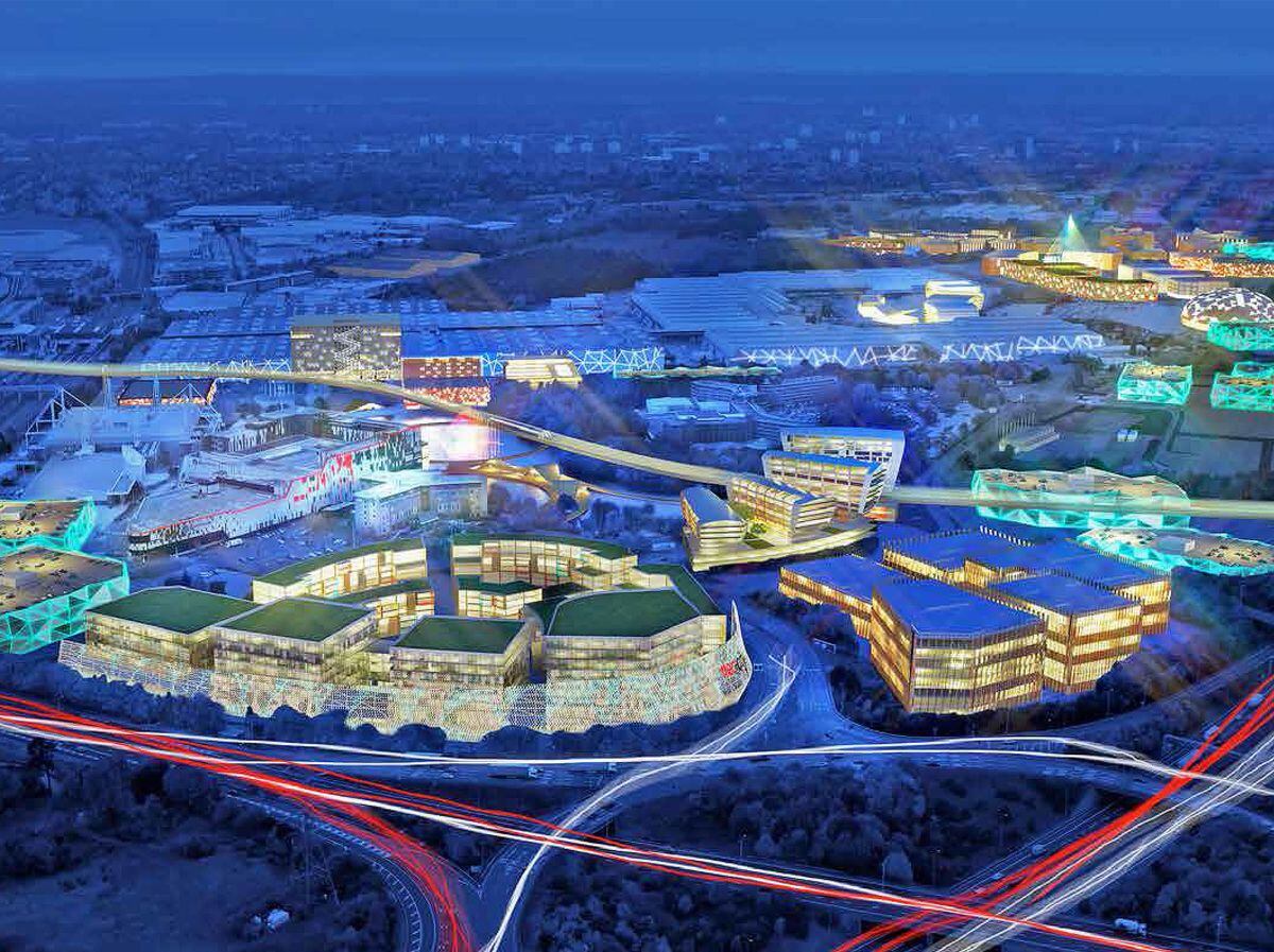 An artist's impression of a new masterplan for the future of the NEC exhibition site
