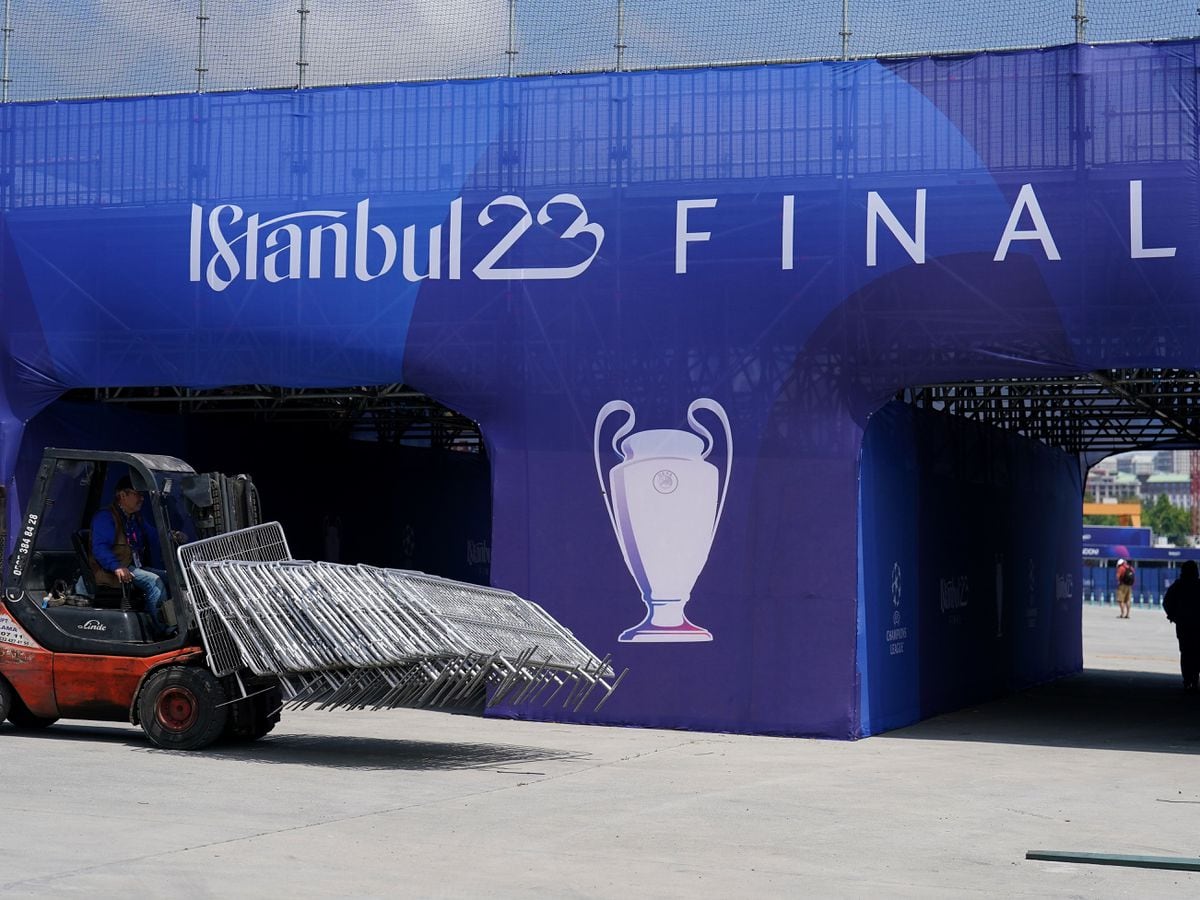 Final preparations are carried out at the Ataturk Olympic Stadium in Istanbul ahead of Saturdayâs Uefa Champions League final between Manchester City and Inter Milan
