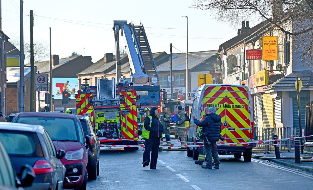 The scene of the fire above Lazio Pizza, Rood End Road, Oldbury 