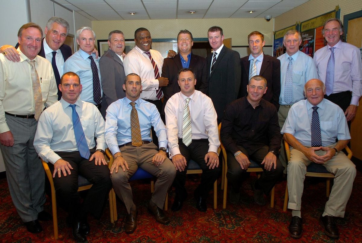 Sammy Chapman, bottom right, at a charity dinner with former Wolves players in 2008