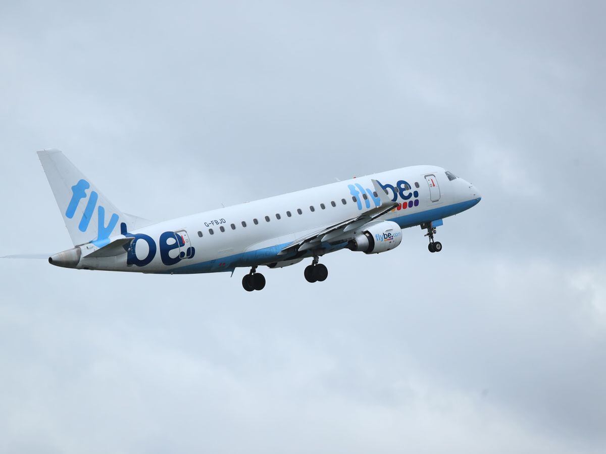 Flybe flight departing from Manchester Airport