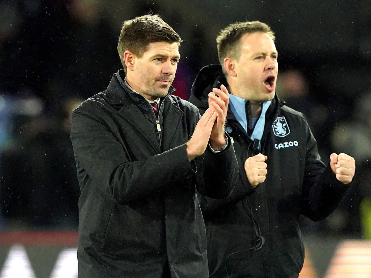 Aston Villa manager Steven Gerrard celebrates