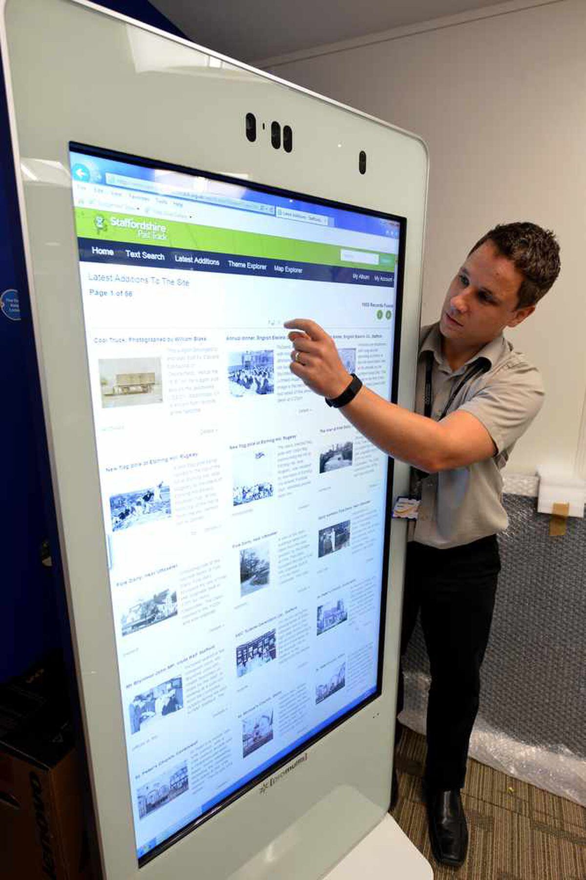 Lyndon Cheney from ITC support with the new welcome touch screen display