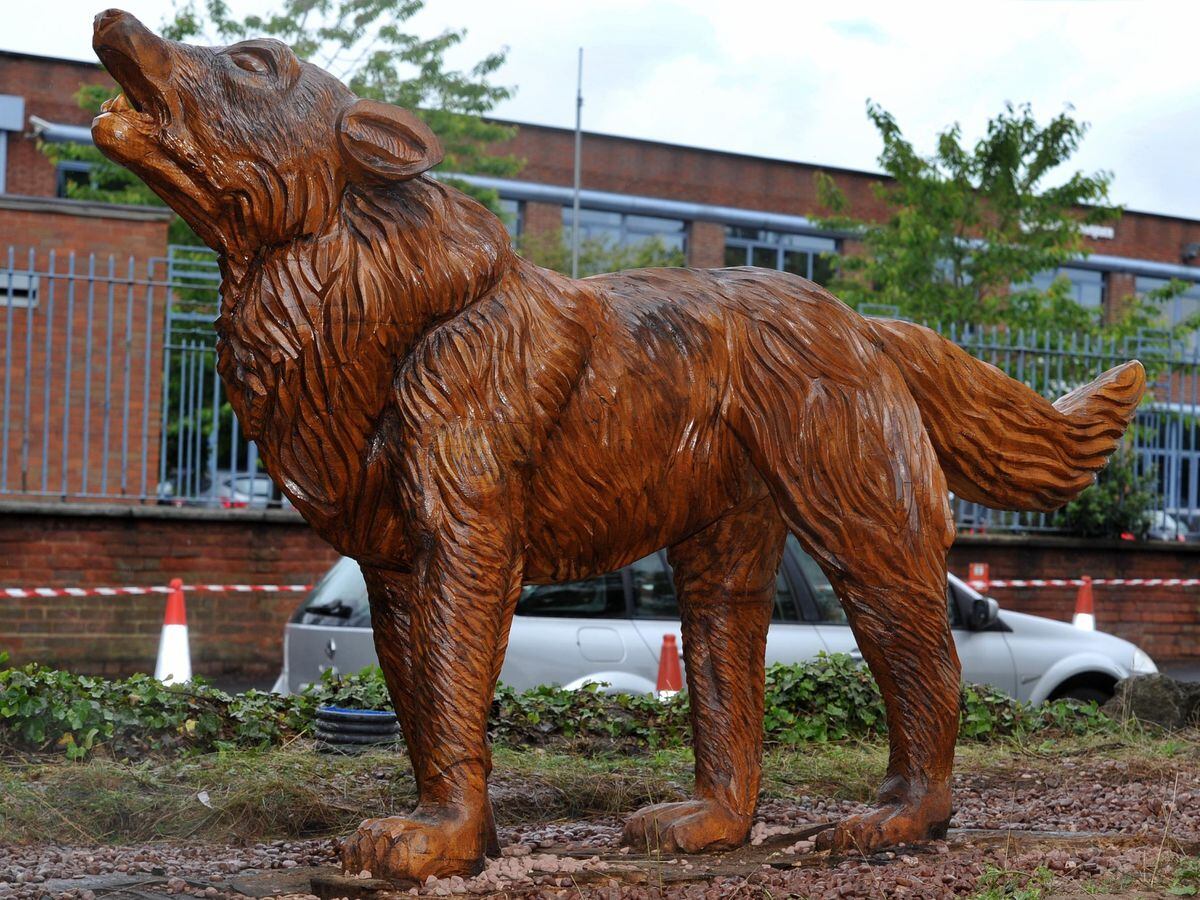 One of the new wolf sculptures on the A449 in Wolverhampton