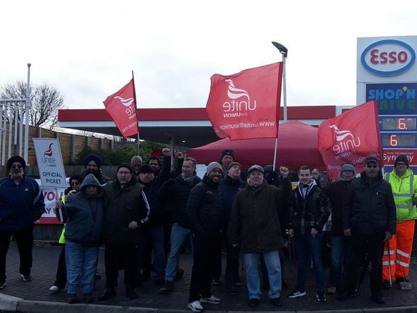 Unite the Union members outside Perry Barr National Express garage