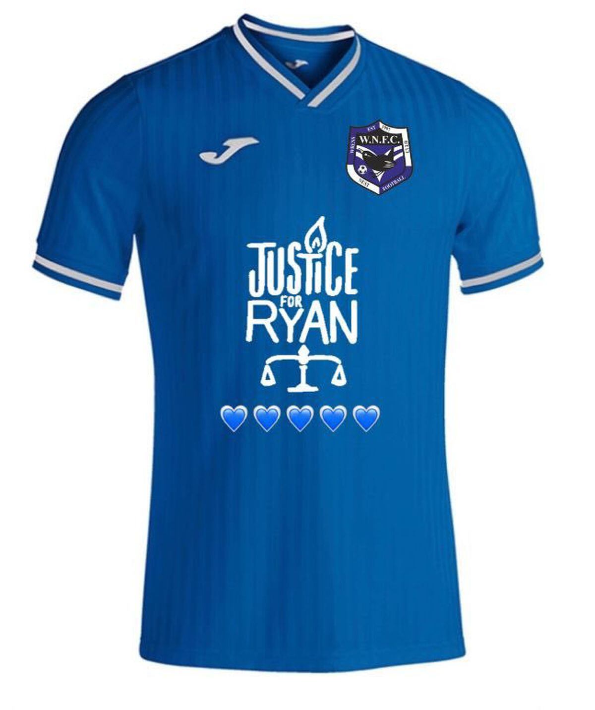 The new Wrens Nest away kit featuring the Justice For Ryan logo