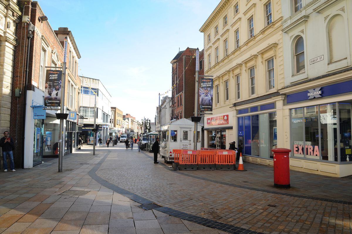 Very few people were out and about in Dudley Street, Wolverhampton, today