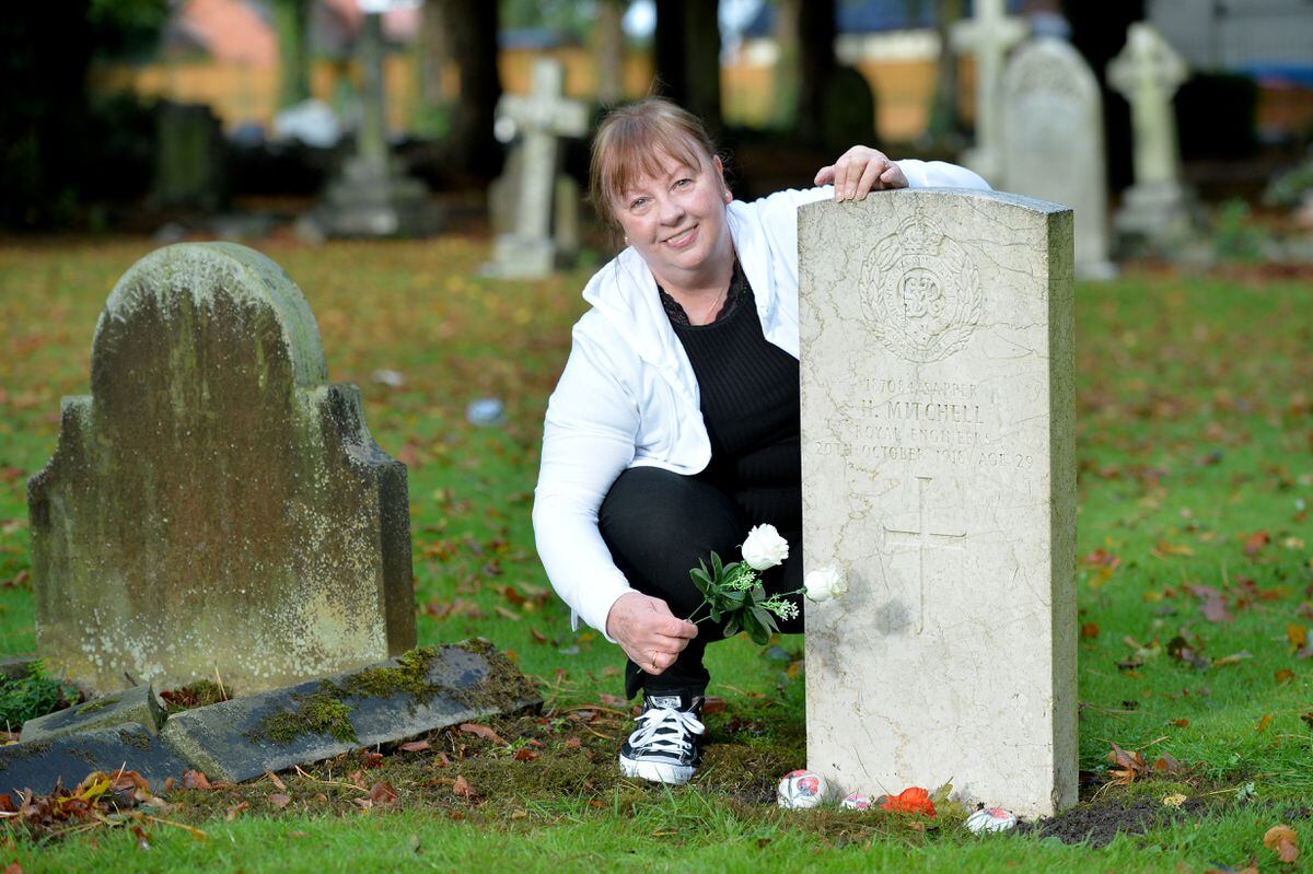 Angela Crump has spruced up a First World War grave at Great Wyrley Cemetery after noticing it needed a clean.