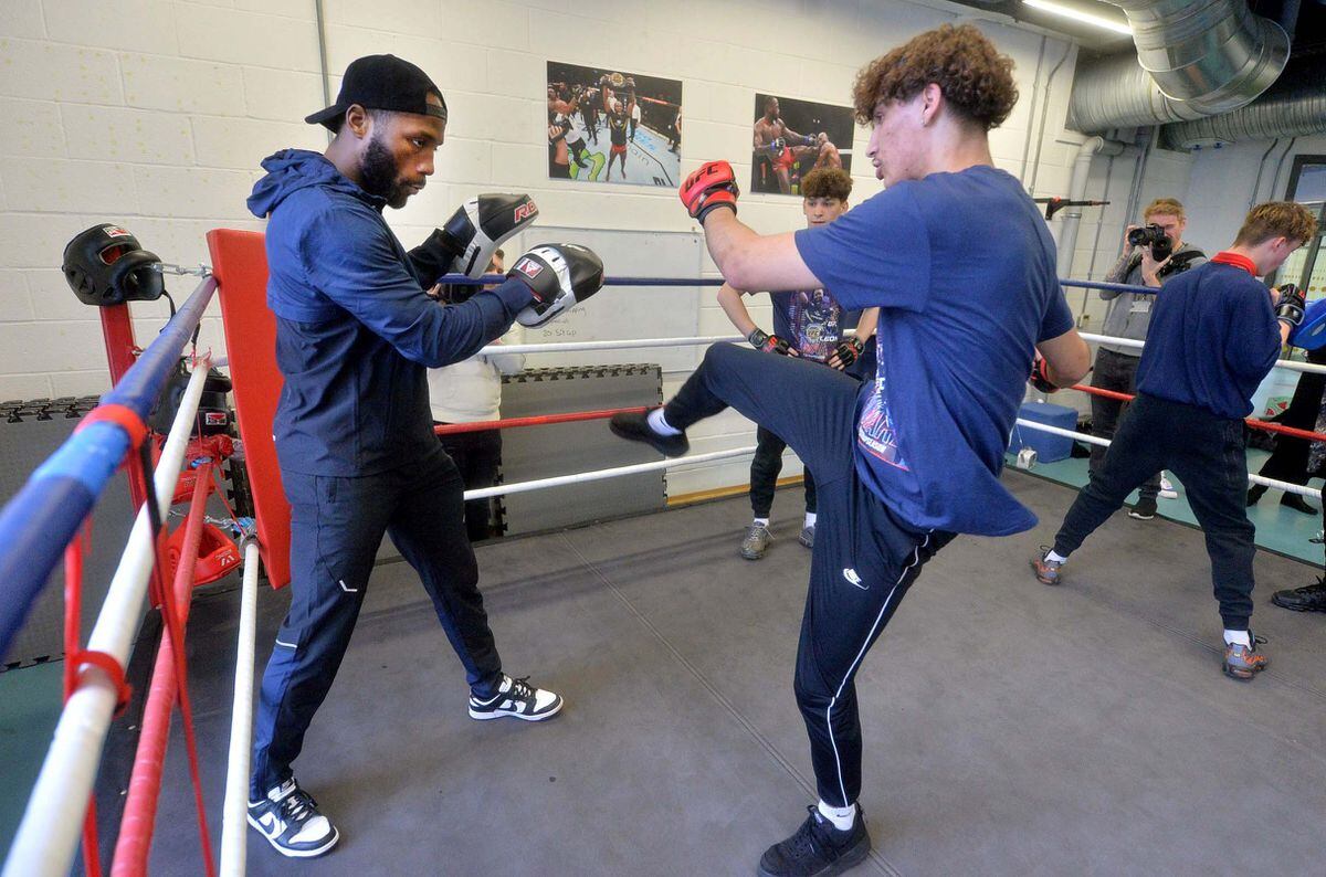 The Way Youth Zone, where chapion fighter: Leon Edwards was visiting. Rene Balog 18 in the ring