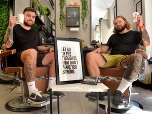 A listening ear - Jordan Owen and James Edwards at Jordan's barbershop in Shifnal