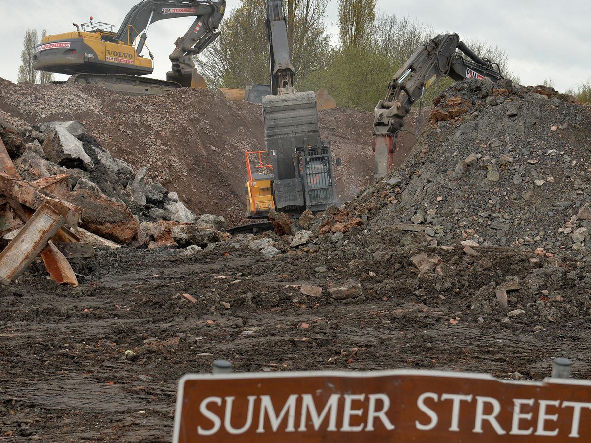 Bulldozers at the former Eagle Works in Somerford Place in Willenhall 