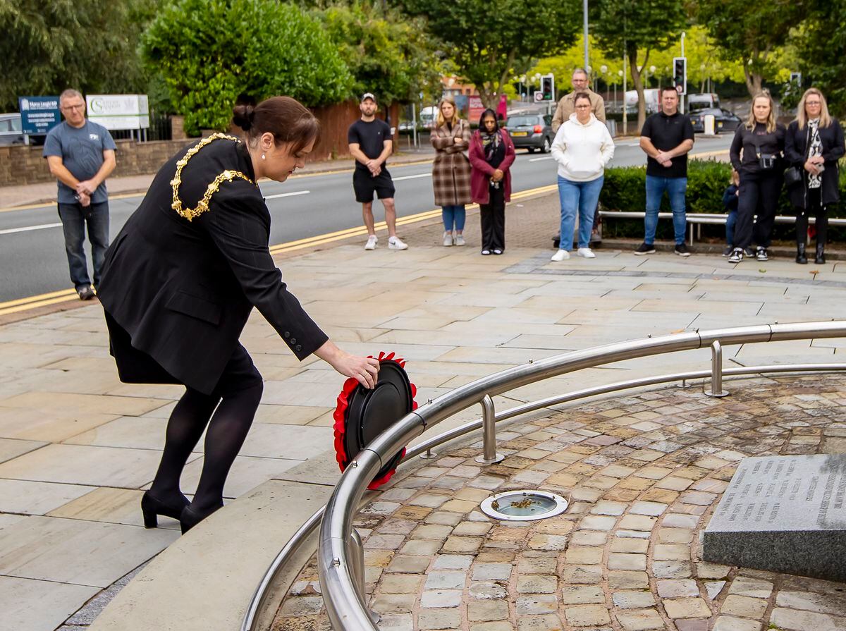 The Mayor of Dudley, Councillor Andrea Goddard lays a wreath during Battle of Britain service. Photo: Jonathan Hipkiss Photography
