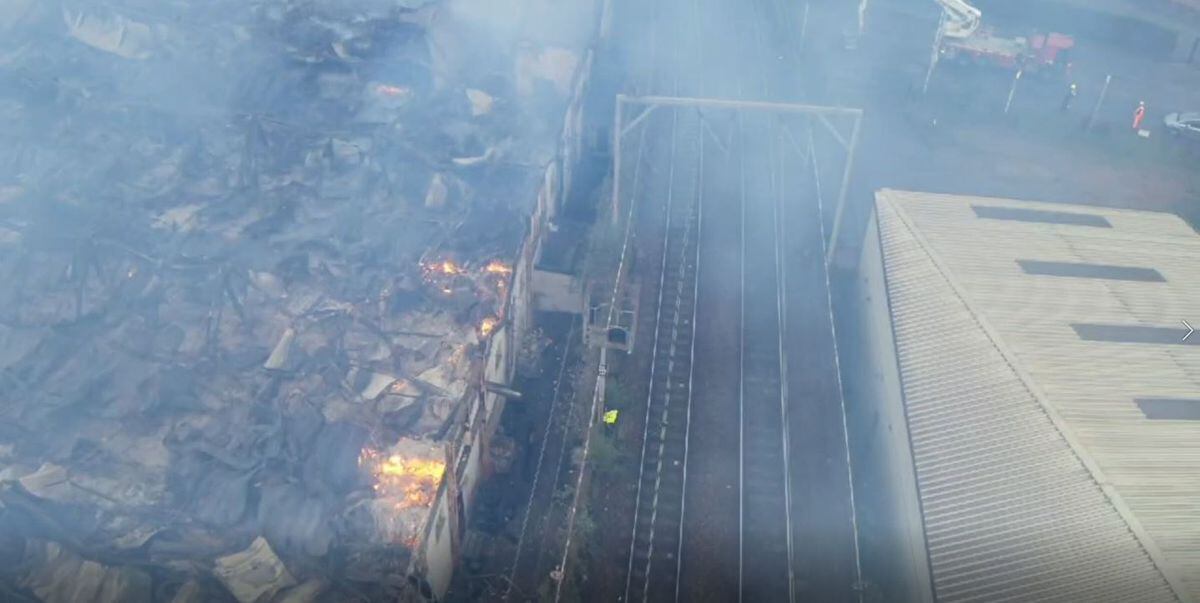 The fire continued to burn well into Tuesday. Photo: Network Rail