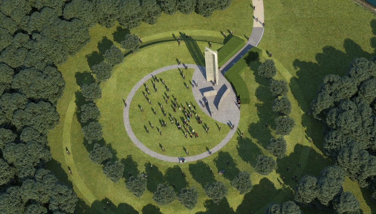 An artist's impression of what the new UK Police Memorial to be built at the National Memorial Arboretum in Staffordshire could look like