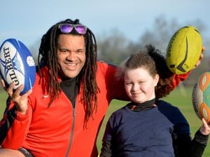  COPYRIGHT TIM STURGESS EXPRESS AND  STAR...... 16/01/2022   Karl Brick is doing a new free Rugby style exercise club called Monday Movers at  Warley rugby club. Pictured with his daughter Keavagh age 10..