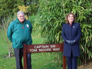 National Memorial Arboretum volunteer Tony Matthews and Hannah Ingram-Moore on Captain Sir Tom Moore Way at the National Memorial Arboretum.