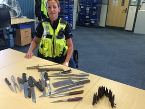 Pictured: Ammunition and meat cleaver handed in to police in Bilston