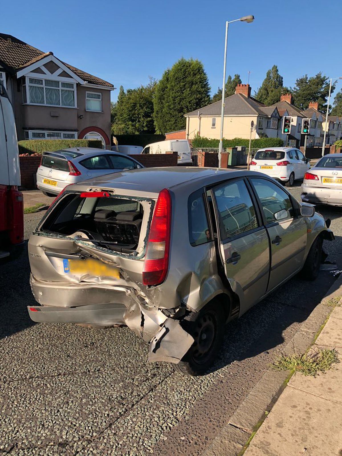 A damaged car after the crash in Willenhall Road. Picture: West Midlands Police