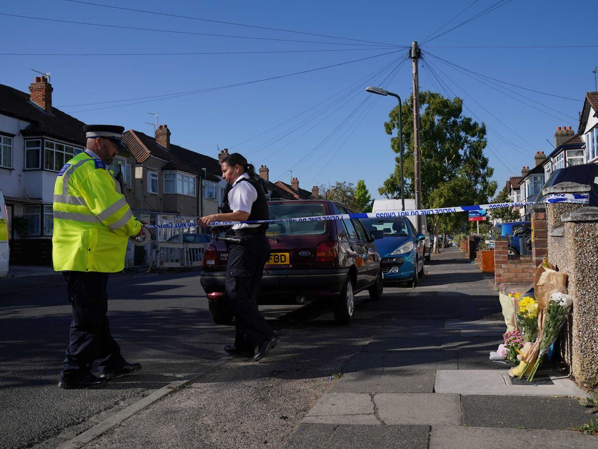 Police at a cordon near the scene on Galpin’s Road, Thornton Heath