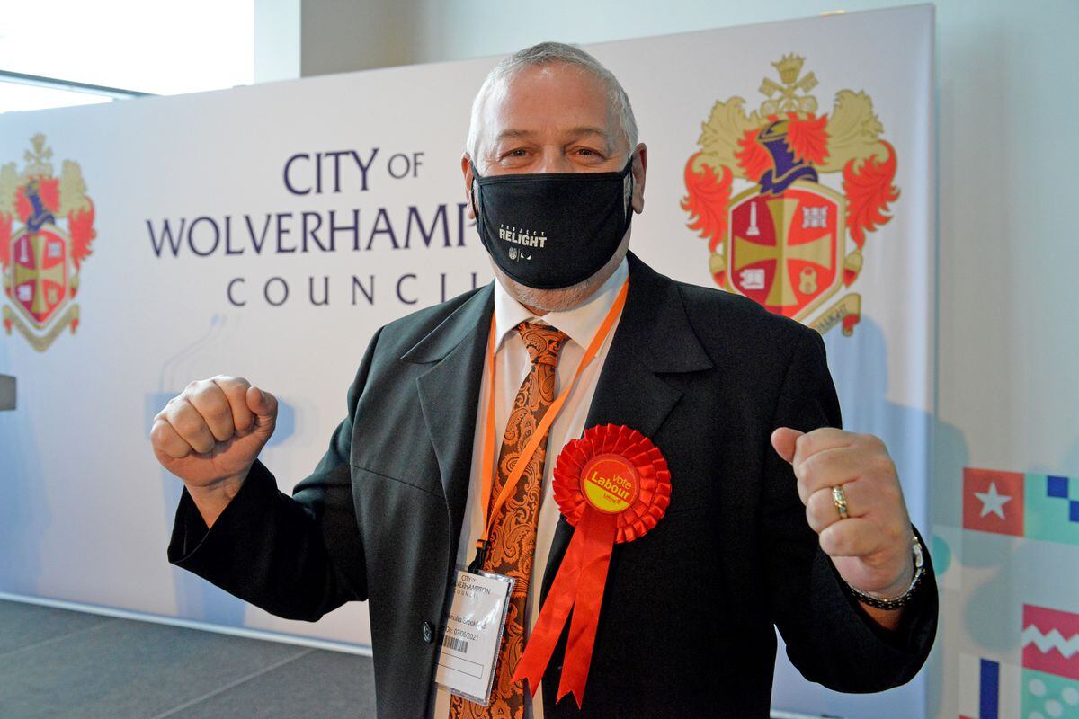 Ian Brookfield, Head of Wolverhampton Council, celebrates continued control of council in local elections