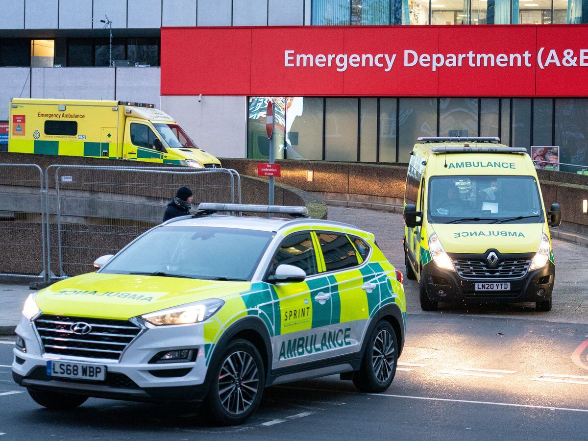 An ambulance outside the Accident and Emergency Department of St Thomas’s Hospital, London (Dominic Lipinski/PA)