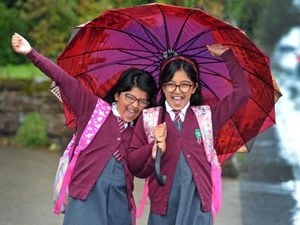 WOLVERHAMPTON COPYRIGHT EXPRESS&STAR TIM THURSFIELD-28/08/20.Back to school pics of Aditi Mandal, aged 10, and sister Anisha, aged 9 from Tettenhall Wood. ..