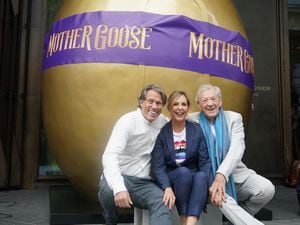 Mel Giedroyc has had to pull out of Mother Goose. Pictured at the panto's launch in Leicester Square with Sir Ian McKellen and John Bishop and Mel Giedroyc. Photo: Yui Mok/PA Wire.