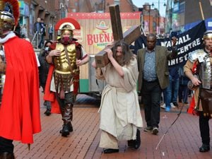 Jimm Rennie plays Jesus at Walsall's Good Friday Walk of Witness event