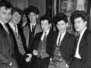 The Teddy Boys of Wolverhampton, from left: John Lees, Duncan McGregor, Patrick 'Paddy' Morgan, Keith 'Reno' Reynolds, Alan Lees and Theodore Ireson