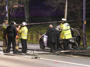 The aftermath of the crash on Hagley Road West. Photo: SnapperSK