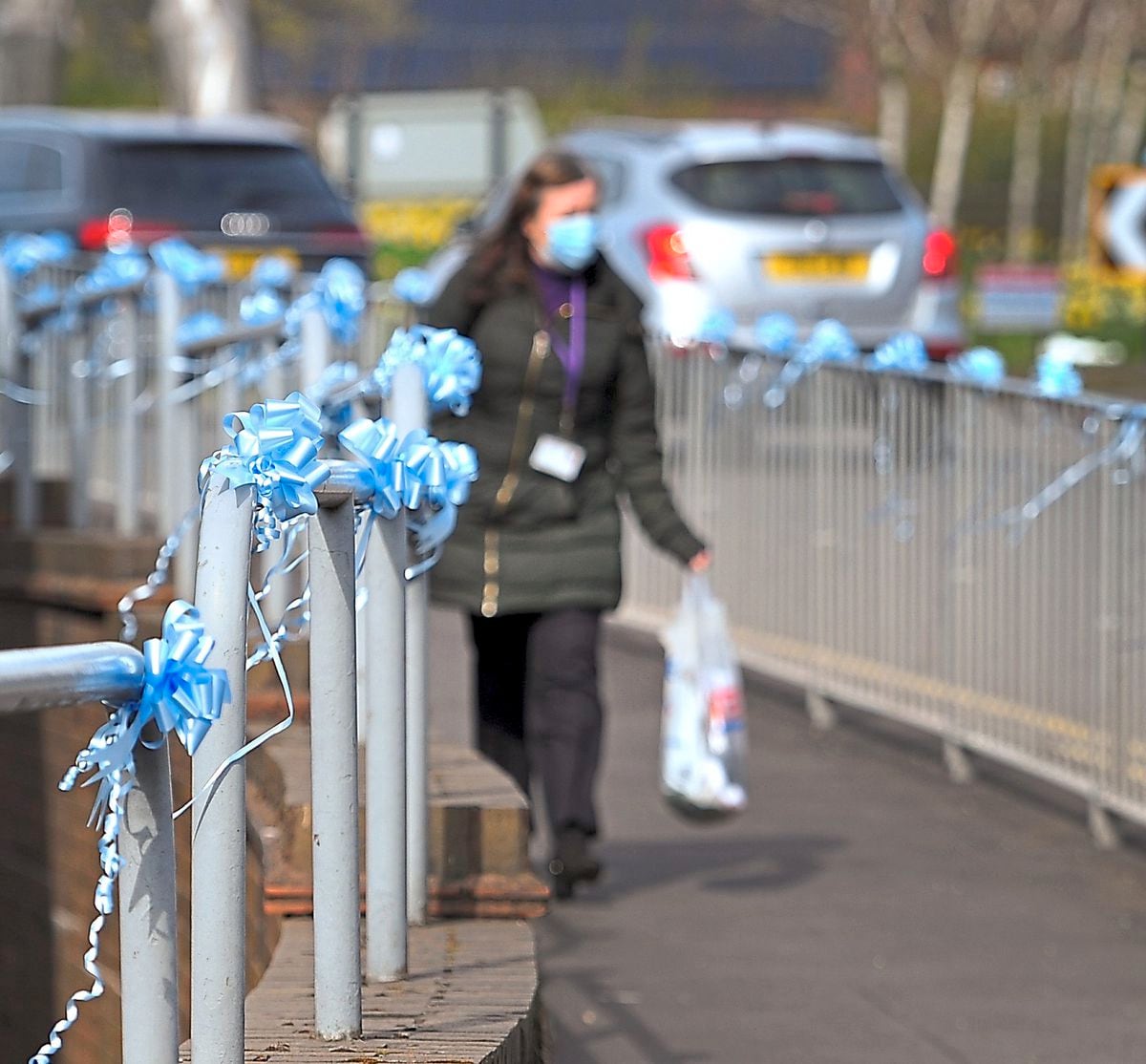 Blue ribbons adorned the streets