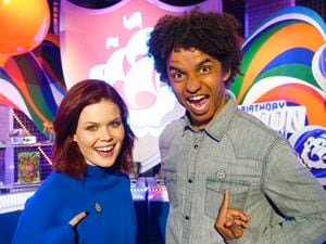 Undated BBC Handout Photo from Blue Peter. Pictured: Lindsey Russell, Radzi Chinyanganya. See PA Feature SHOWBIZ TV Blue Peter. Picture credit should read: PA Photo/BBC. WARNING: This picture must only be used to accompany PA Feature SHOWBIZ TV Blue Peter. WARNING: Use of this copyright image is subject to the terms of use of BBC Pictures' BBC Digital Picture Service. In particular, this image may only be published in print for editorial use during the publicity period (the weeks immediately leading up to and including the transmission week of the relevant programme or event and three review weeks following) for the purpose of publicising the programme, person or service pictured and provided the BBC and the copyright holder in the caption are credited. Any use of this image on the internet and other online communication services will require a separate prior agreement with BBC Pictures. For any other purpose whatsoever, including advertising and commercial prior written approval from the copyright holder will be required.