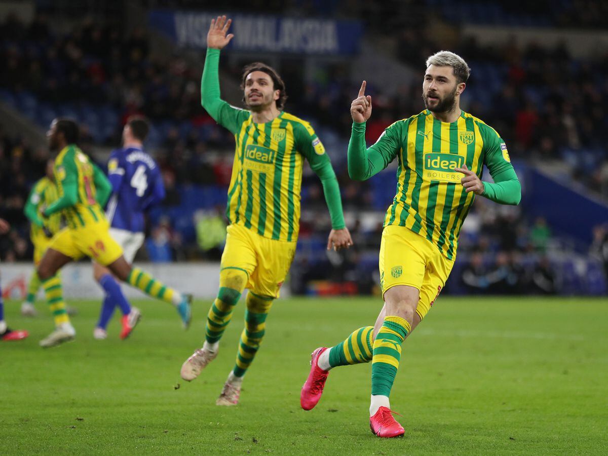 
              
West Bromwich Albion's Charlie Austin celebrates scores his side's first goal of the game during the Sky Bet Championship match at the Cardiff City Stadium, Cardiff. PA Photo. Picture date: Tuesday January 28, 2020. See PA story SOCCER Cardiff. Photo credit should read: David Davies/PA Wire. RESTRICTIONS: EDITORIAL USE ONLY No use with unauthorised audio, video, data, fixture lists, club/league logos or "live" services. Online in-match use limited to 120 images, no video emulation. No use in betting, games or single club/league/player publications.
            

